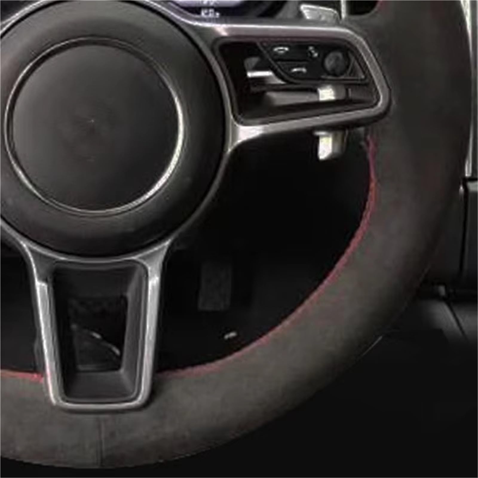 Lenkradabdeckung Auto-Lenkradbezug Handgenäht Weiches Schwarzes Wildleder Für Cayenne Für Macan Für Panamera 911 996 997 959 Für Cayman Für Boxster Lenkradbezug(Gray Thread) von NaNMiBHd