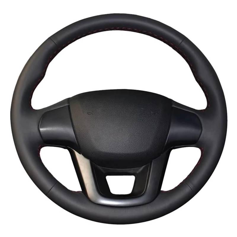 Lenkradabdeckung Auto Produkte Schwarz Tragbare Leder Auto Zubehör Lenkrad Abdeckung Für Kia Für K2 Für Rio 2011 2012 2013 2014 2015 2016 Lenkradbezug(Gray Thread) von NaNMiBHd