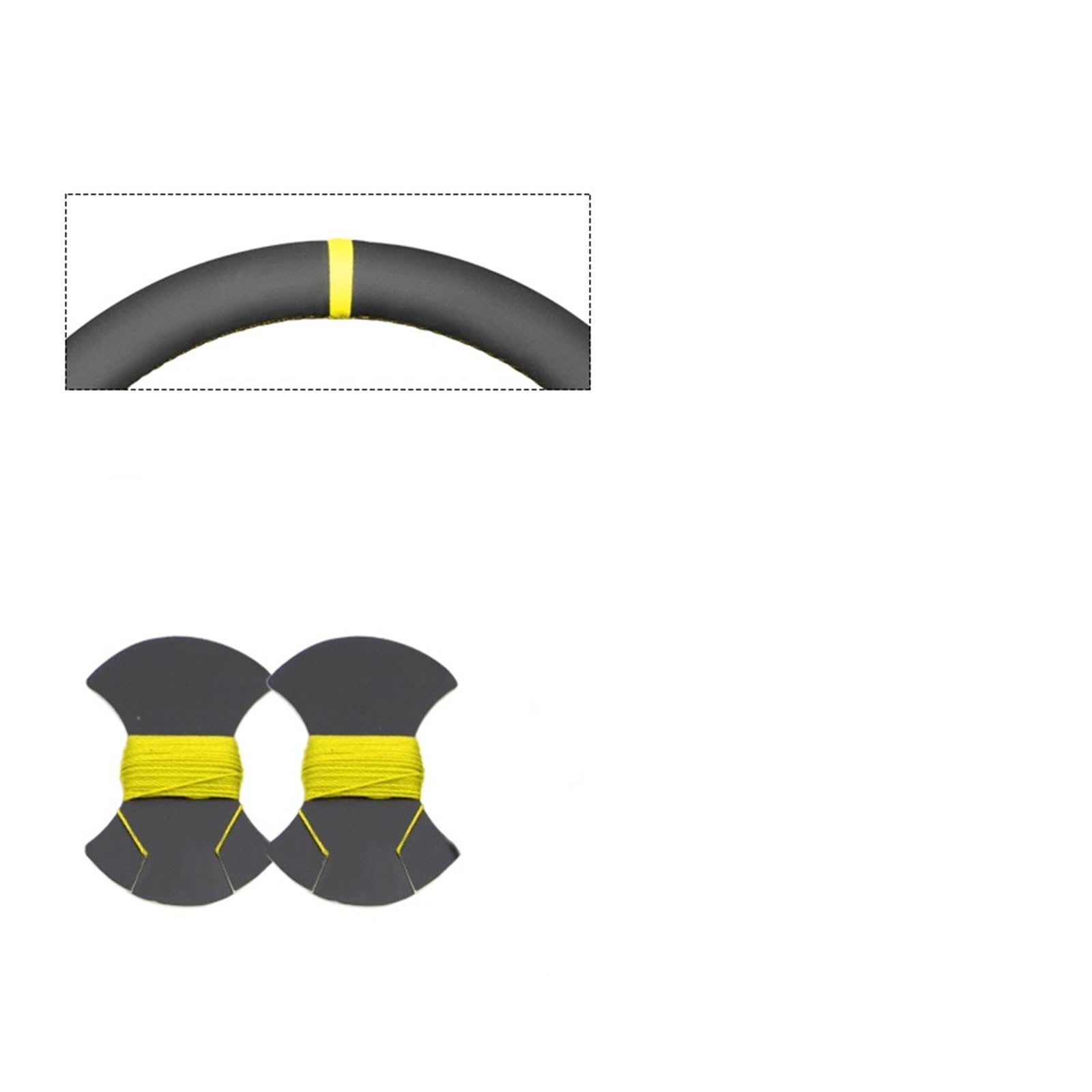 Lenkradabdeckung Handgenähte Schwarze PU-Leder-Lenkradabdeckung Für Jeep Für Grand Für Cherokee 2011 2012 2013 2014 2015 Lenkradbezug(Yellow Marker) von NaNMiBHd