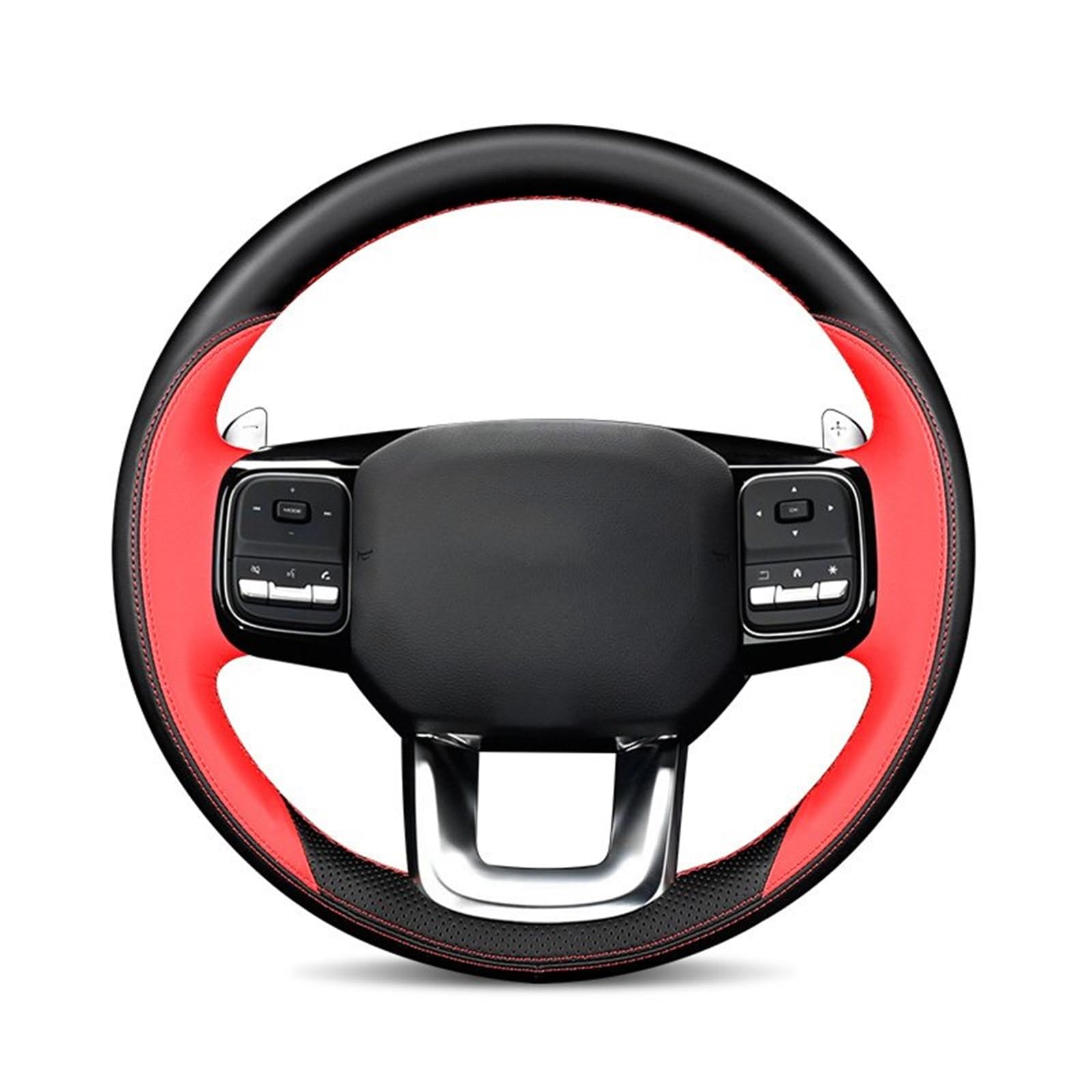 Lenkradabdeckung Leder Hand Nähen Auto Lenkrad Abdeckung Innen Schutz Shell Auto Zubehör Weiß Für Haval Für H5 2023 2024 Lenkradbezug(Red Black) von NaNMiBHd