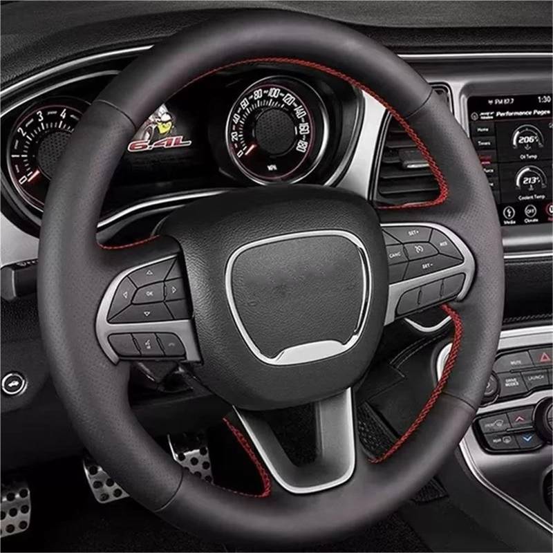 Lenkradabdeckung Schwarz Mikrofaser Leder Auto Lenkrad Abdeckung Für Dodge Für Challenger Für Ladegerät 2015-2019 2020 2021 Für Dodge Für Durango 2018 2019 2020 2021 Lenkradbezug(Gray Thread) von NaNMiBHd