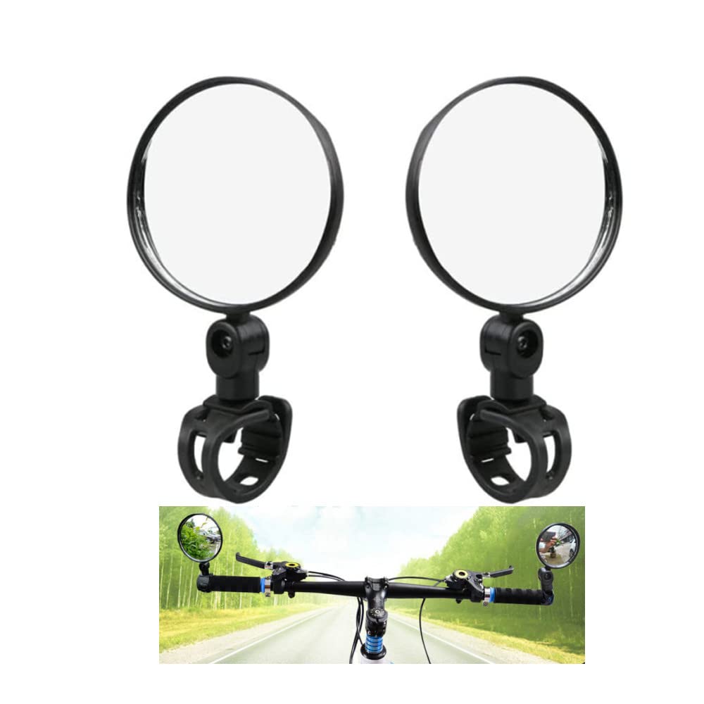 Naisfei 2 Stücke Fahrradspiegel,360° Fahrradspiegel Fahrradrückspiegel, Fahrrad Rückspiegel Universal Radfahren Fahrrad Mountainbike Lenker 360 Grad Drehung Konvexen Reflektor Spiegel. von Naisfei