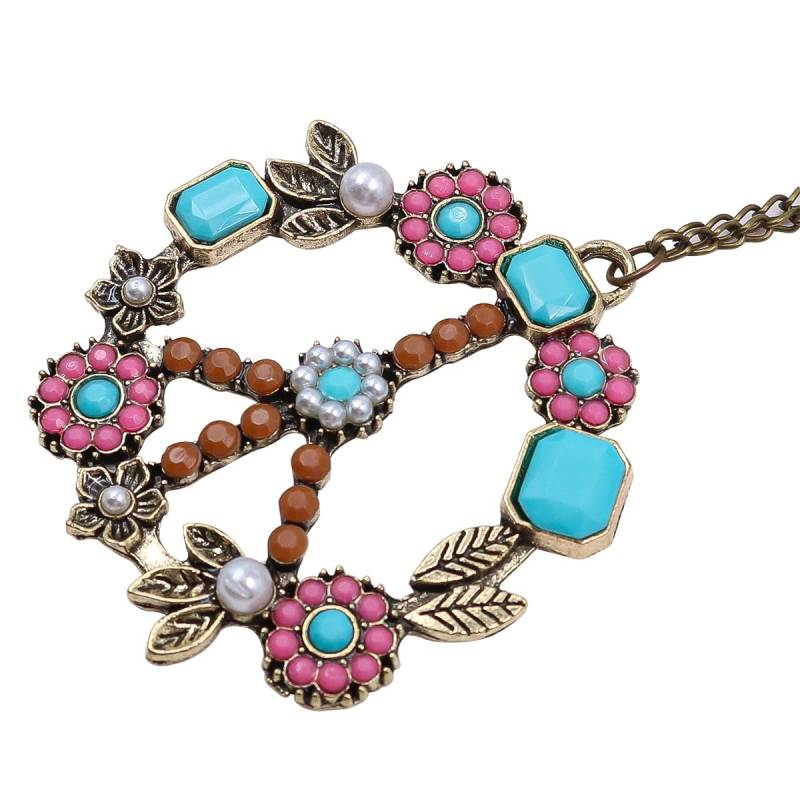 Namvo 4 Stück Bohemian-Stil Hippie-Kleidung Damen Herren Accessoires 60er 70er Jahre Kleidung Friedenszeichen Halskette und Ohrring von Namvo