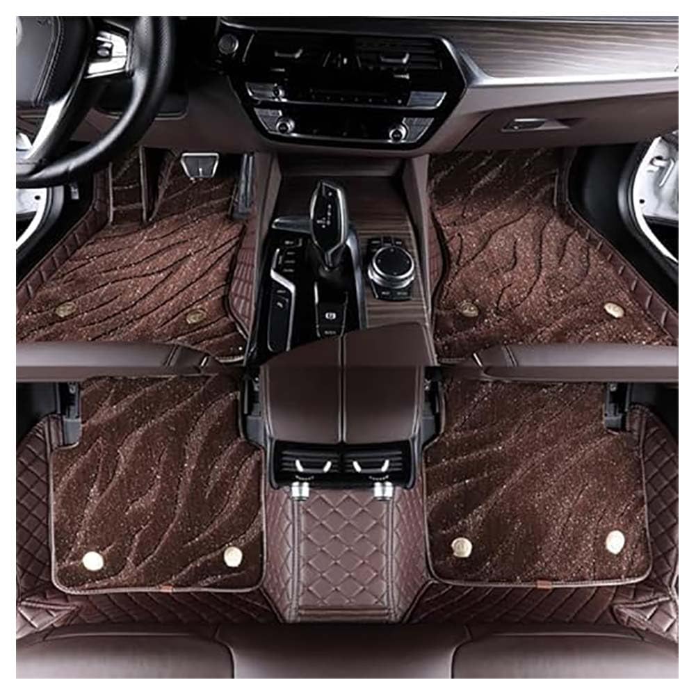 Doppelte Leder Auto Fußmatten für A-udi Q7 4L 7-Seat 2005-2015, Allwetter rutschfeste Teppiche Bodenmatten Auto Innenschutz Teppich Matte Zubehör,C/Coffee von NanDeZ