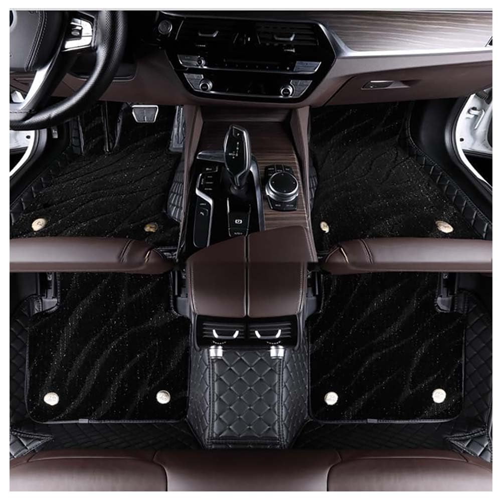 Doppelte Leder Auto Fußmatten für A-udi S5 Cabrio 8T 2009-2016, Allwetter rutschfeste Teppiche Bodenmatten Auto Innenschutz Teppich Matte Zubehör,B/Black von NanDeZ