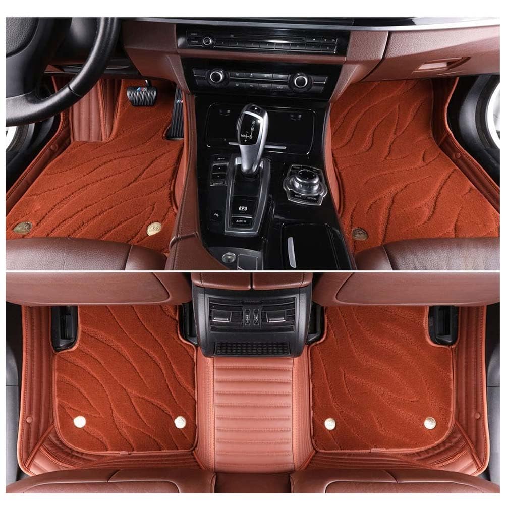 Doppelte Leder Auto Fußmatten für BMW X1 E84 2009-2015, Allwetter rutschfeste Teppiche Bodenmatten Auto Innenschutz Teppich Matte Zubehör,F/Brown von NanDeZ