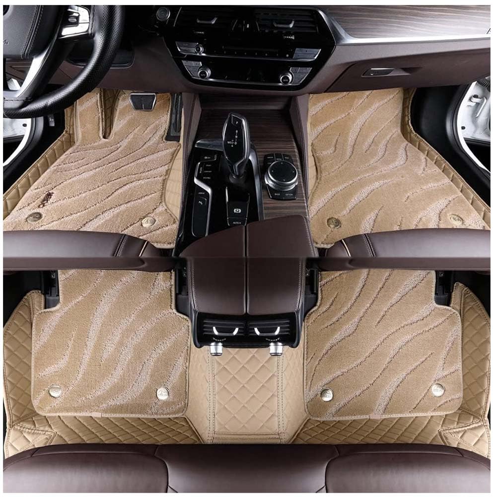 Doppelte Leder Auto Fußmatten für BMW X6 E71 2008-2014, Allwetter rutschfeste Teppiche Bodenmatten Auto Innenschutz Teppich Matte Zubehör,A/Beige von NanDeZ