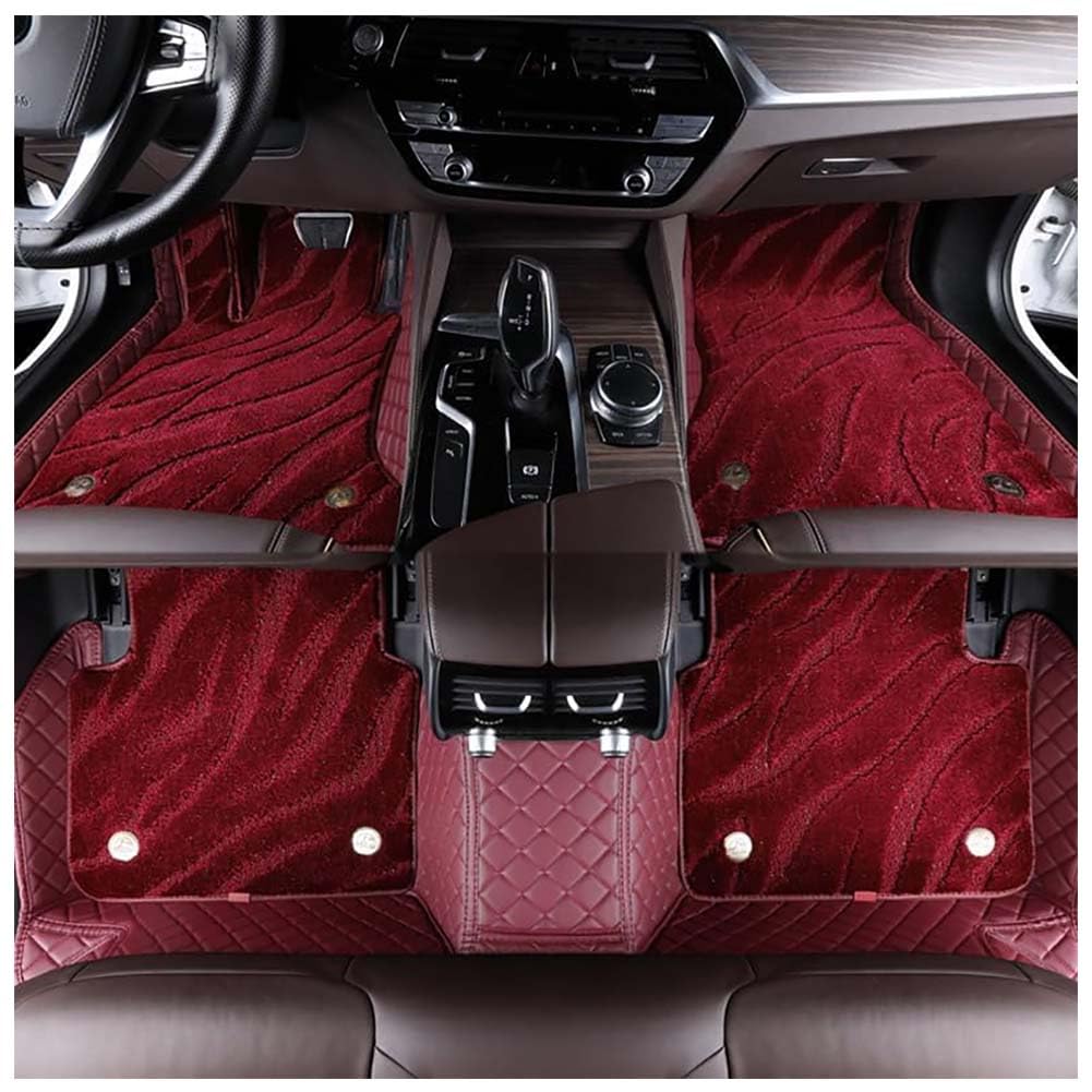 Doppelte Leder Auto Fußmatten für Mercedes-Benz C class Wagon 2015-2023, Allwetter rutschfeste Teppiche Bodenmatten Auto Innenschutz Teppich Matte Zubehör,E/Wine red von NanDeZ