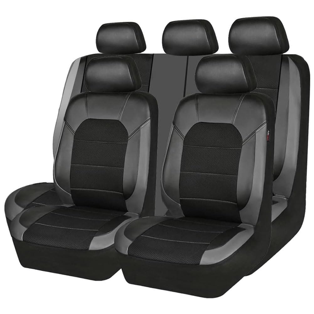 NanDeZ Auto Sitzbezüge Sets für Hon-da CR-V 2000-2024, Leder Schonbezüge Atmungsaktive Rutschfester Auto Universalsitzschutz Full Set Innenraum Zubehör,C/Black von NanDeZ