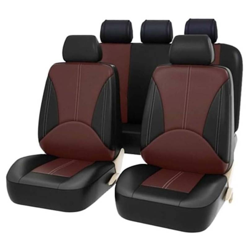 NanDeZ Auto Sitzbezüge Sets für V-W Passat B8 Variant/Wagon 2014-2023, Leder Schonbezüge Atmungsaktive Rutschfester Auto Universalsitzschutz Full Set Innenraum Zubehör,G/Black Coffee von NanDeZ