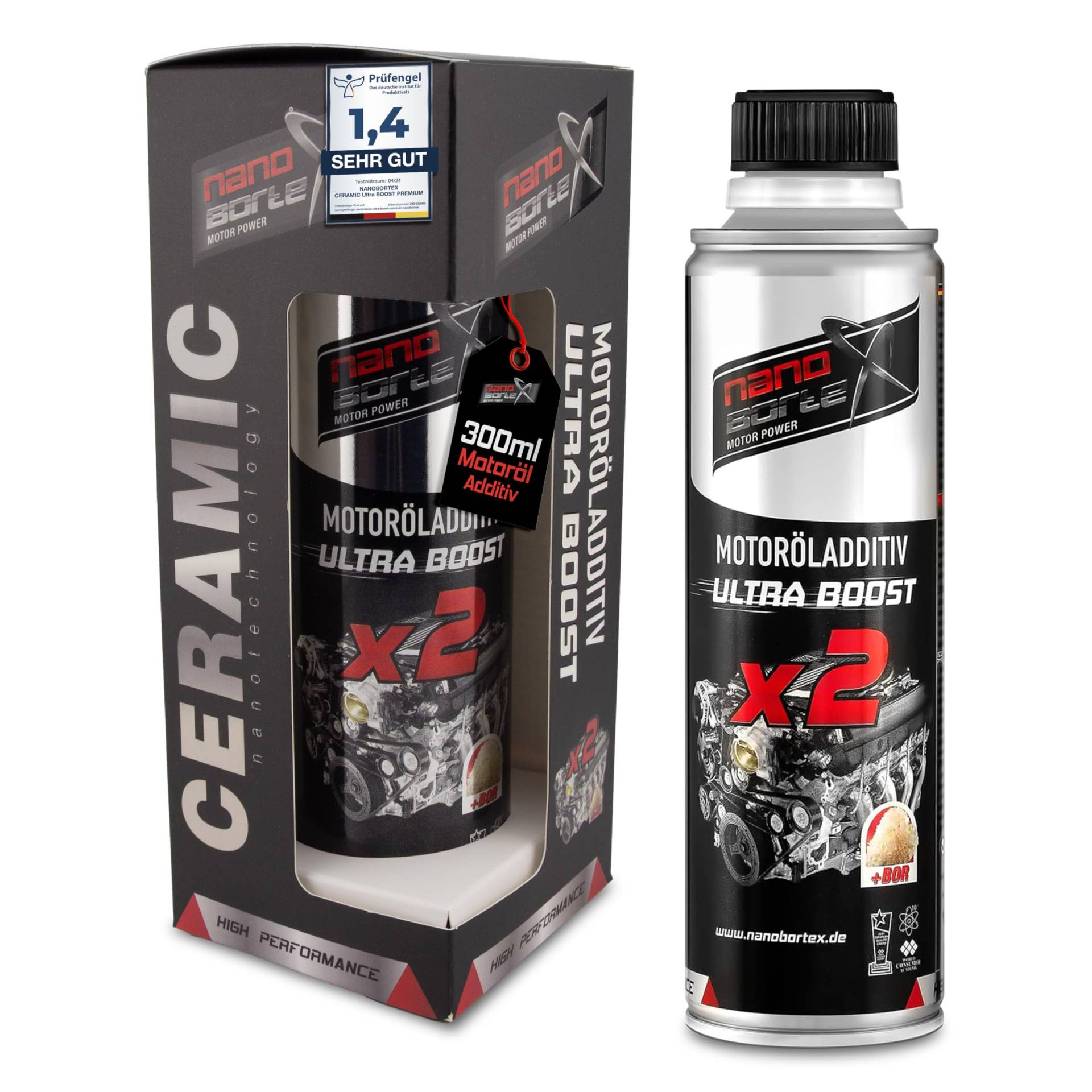 NanoBorTeX Öladditiv Ceramic Premium Keramik & BOR Boost Motoröladditiv Verschleißschutz Motorölzusatz Hochleistungs NanoBorX Additiv 300ml von NanoBorTeX Motor Power