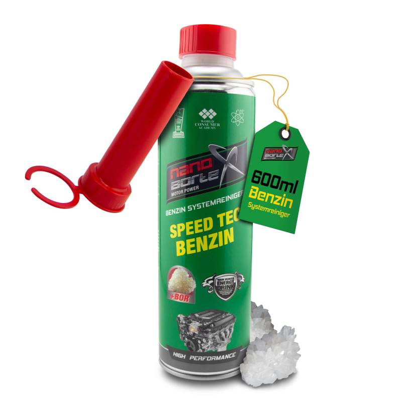 NanoBorTeX Motor Power Sprit Sparen Benzin Additiv Oktan Booster Benzinzusatz Systemreiniger mit BOR Boron NanoBorX DAS ORIGINAL! 600ml von NanoBorTeX Motor Power