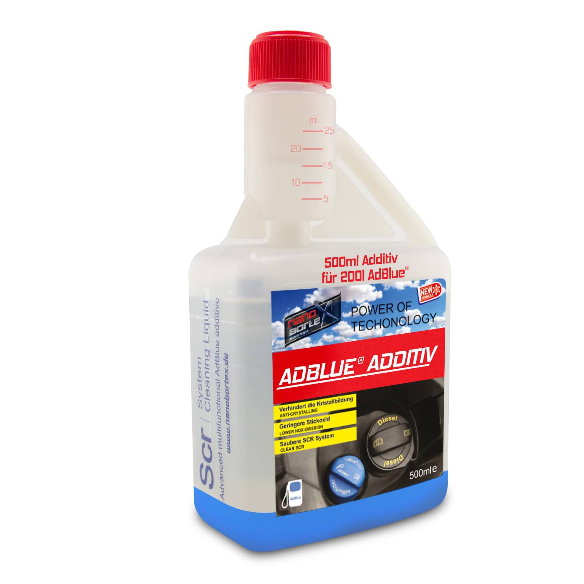 NanoBorTeX AdBlue Additiv SCR-Cleaner – Verhindert Kristallbildung und reinigt das SCR-System, verbessert die Leistung des Katalysators und sorgt für effektive Abgasreinigung – 500ml für 200l AdBlue von NanoBorTeX Motor Power