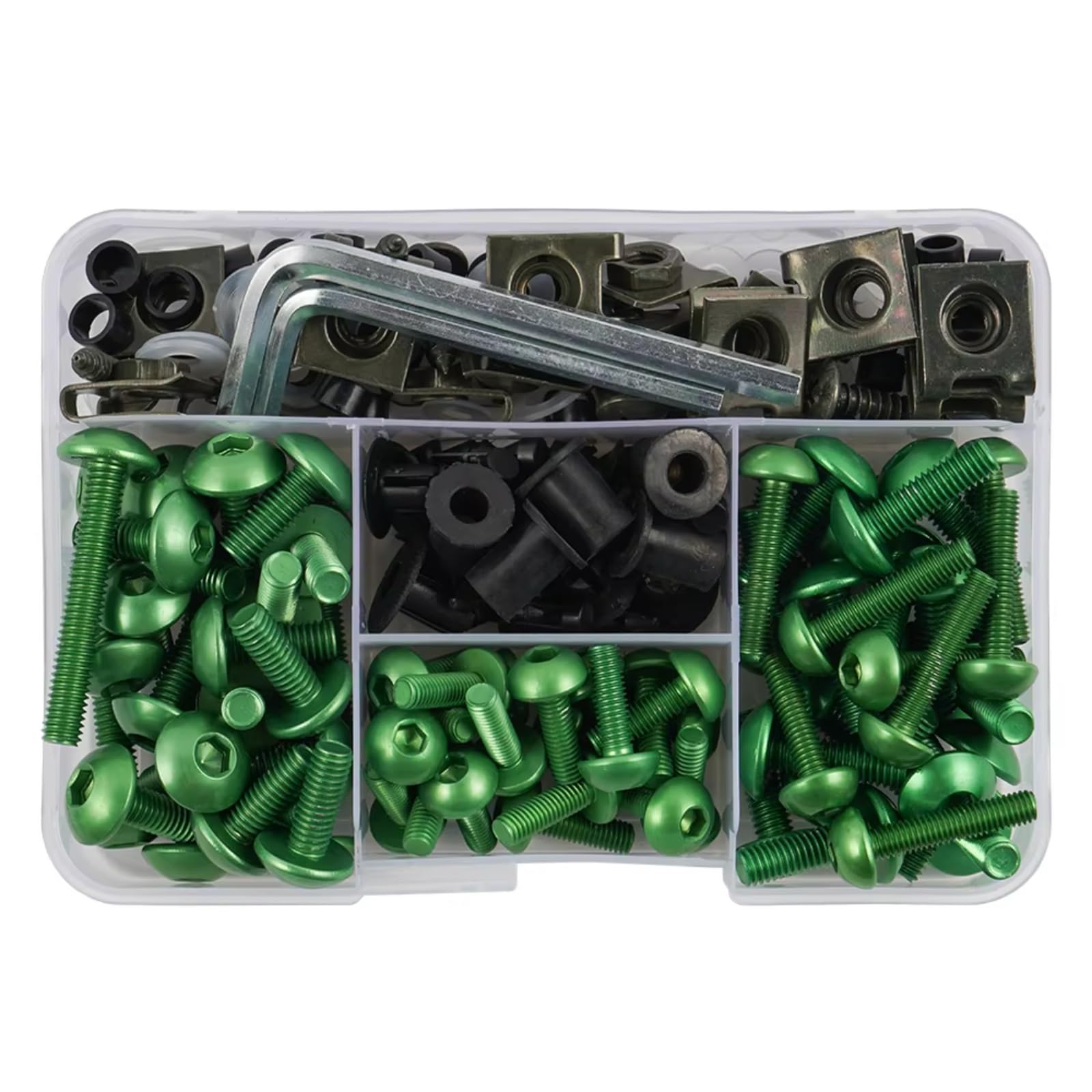 Naojino Kompatibel Mit 190-teiliges Motorrad-Verkleidungsschrauben-Set, Muttern-Clips, Muttern Und Schrauben-Set, Motorrad-Schrauben Motorrad Schrauben(Green) von Naojino