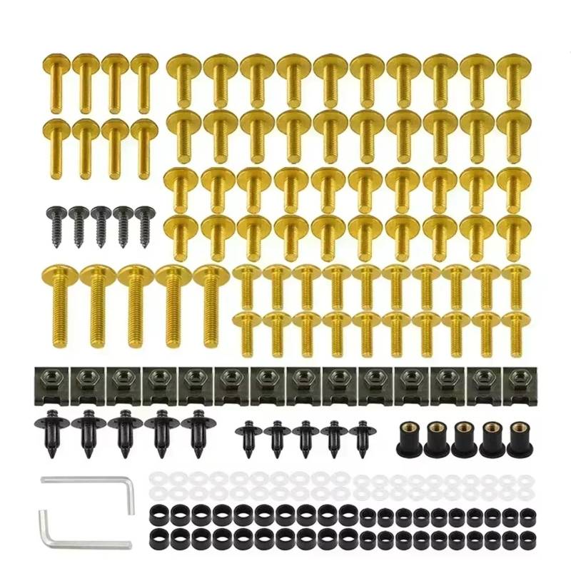 Naojino Kompatibel Mit Aprilia Für RSV 1000 R Für RSV1000R Motorradzubehör Verkleidungsbolzen-Schrauben-Set, Schrauben- Und Muttern-Set Motorrad Schrauben(Yellow) von Naojino