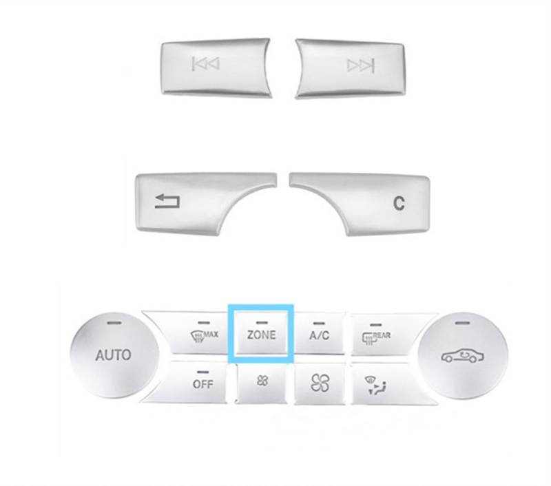 Naojino Kompatibel Mit Benz Für E W212 2009 2010 2011 2012 Autoklimaanlage Multimedia-Tasten Komplettset Nachrüst-Dekorabdeckungsaufkleber Auto Knopf Aufkleber(Style B) von Naojino