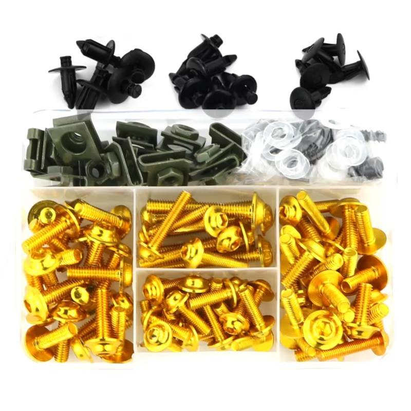 Naojino Kompatibel Mit CBR500R Für CBR650F Motorradverkleidungsschrauben Bolzenkit Förderer Clips Karosserieschrauben Und Muttern Set Set Motorrad Schrauben(Yellow) von Naojino