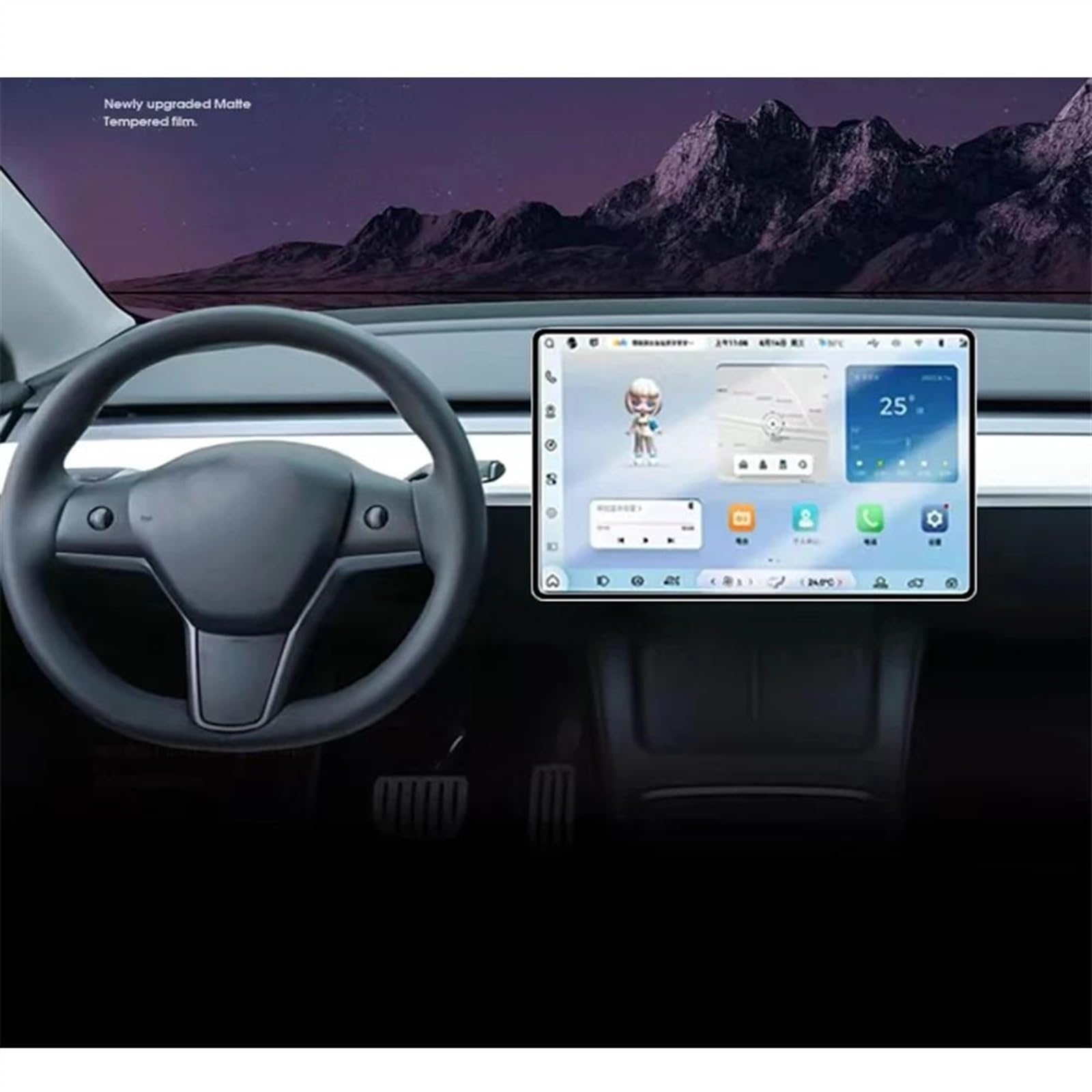 Naojino Kompatibel Mit Tesla Für Model 3 Für Model Y 2024 Auto-GPS-Navigation 15-Zoll-Displayschutzfolie Aus Gehärtetem Glas Auto Displayschutzfolie von Naojino