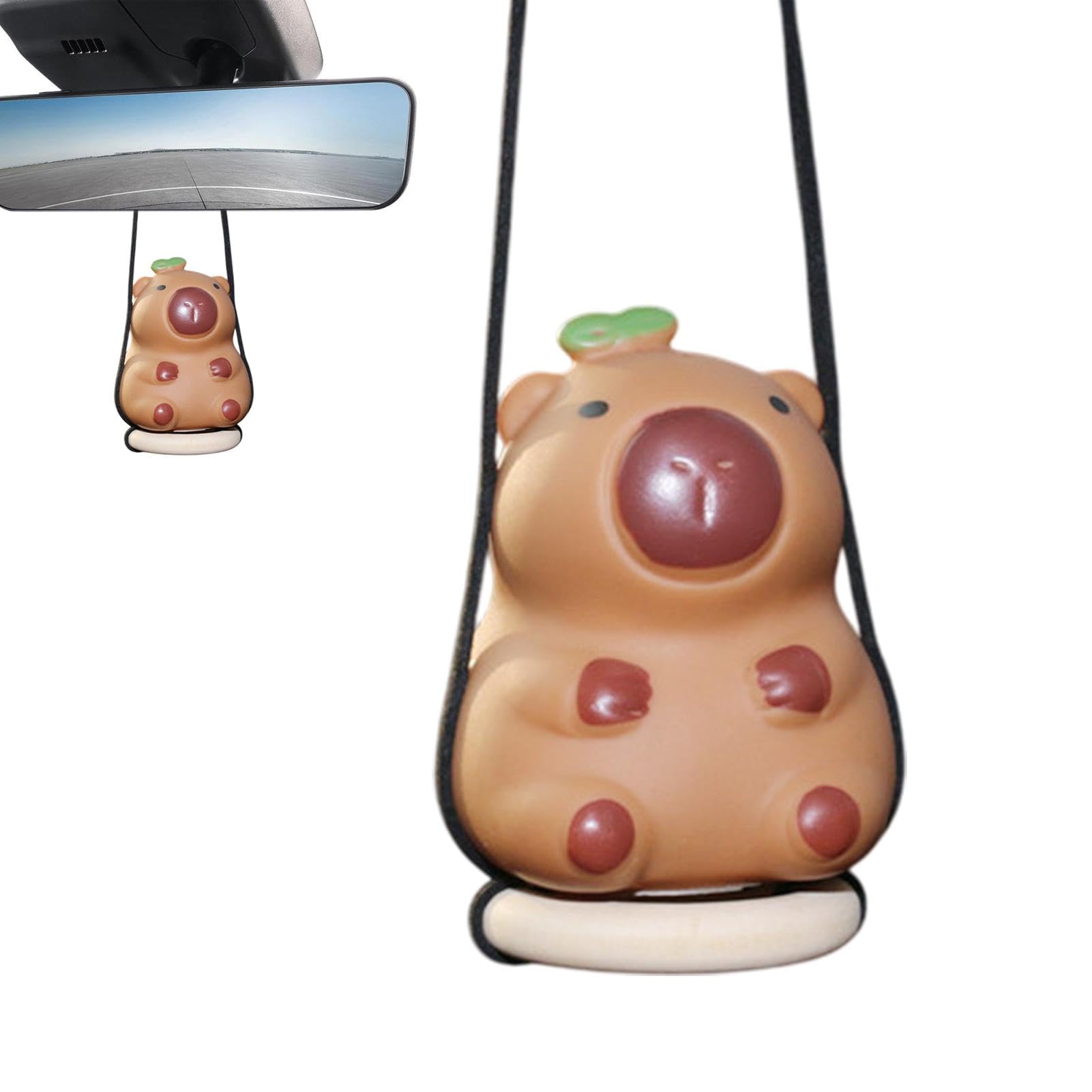 Capybara Heckansicht Anhänger, Capybara -Autoanhänger - Capybara Hangable Cute Ornament für Auto Rückspiegel - Schwingende ästhetische Tieranhängerin für Wohnzimmer, Schlafzimmer, Rucksack, LKW von Naqqios