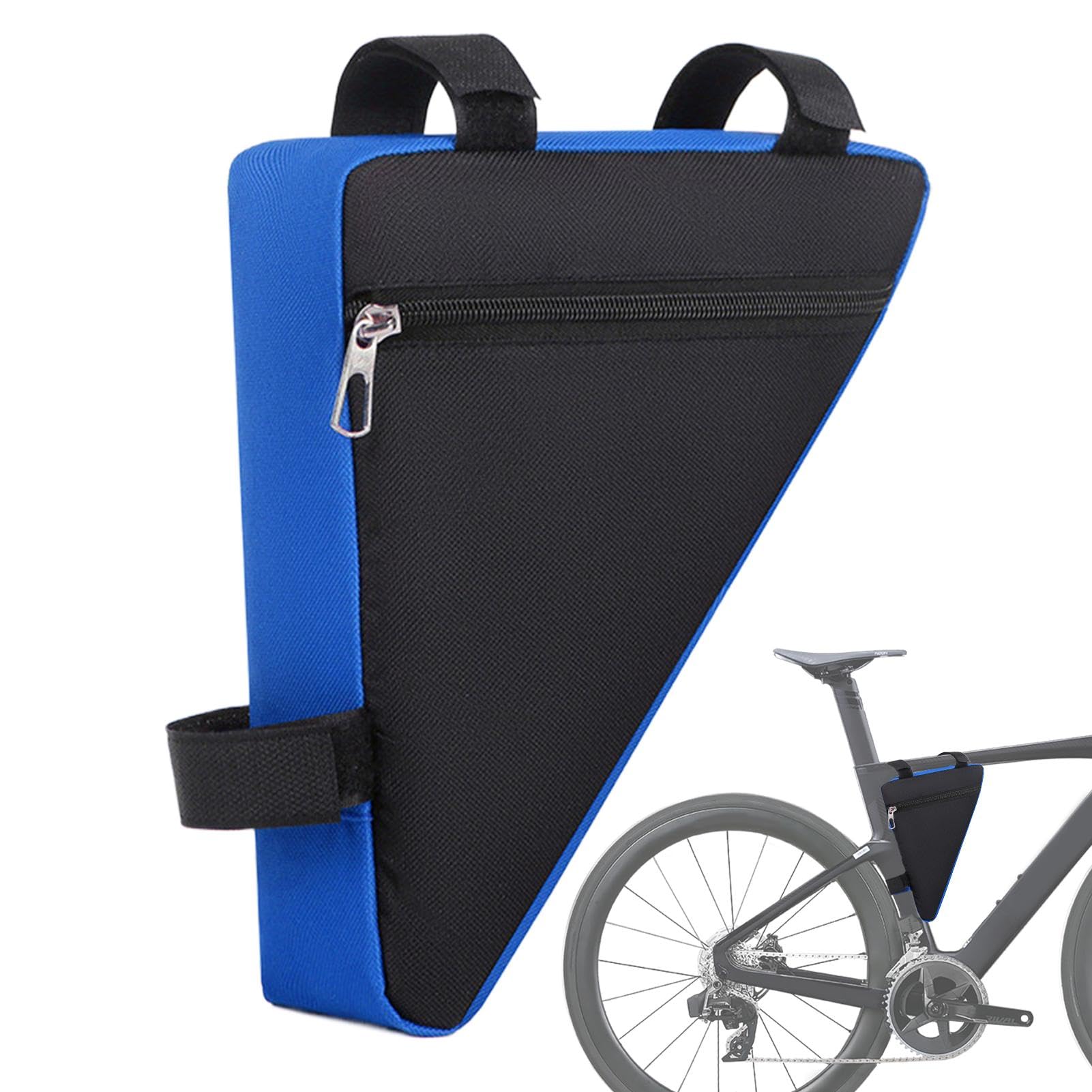 Naqqios Triangle Frame Bag Dreiecktasche mit Seitentasche | Reflektierende Fahrradtasche unter dem Schlauch | Aufbewahrungstasche mit reflektierendem Streifen für Bargeld des Telefons von Naqqios