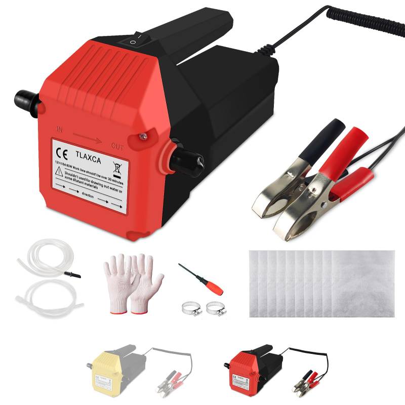 Nartov Ölabsaugpumpe 12V 80W Ölpumpe Elektrisch Ölabsaugpumpe Motoröl Dieselpumpe Kraftstoffpumpen Absaugpumpe öl Dieselpumpe Tragbare Ölpumpe für Auto Motorrad Boot LKW Wohnmobil (Rot) (Rot) von Nartov