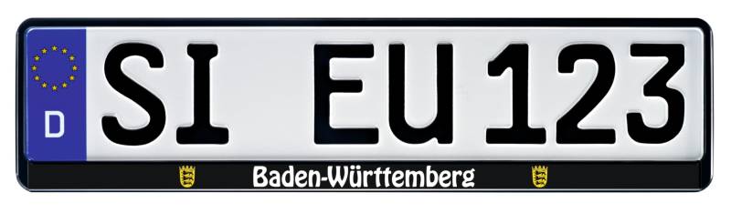 1 Paar Kennzeichenhalter schwarz mit Bundesland Motiv Wappen Bedruckt Kennzeichenhalterung Kennzeichenrahmen (Baden-Württemberg) von Nashville print factory