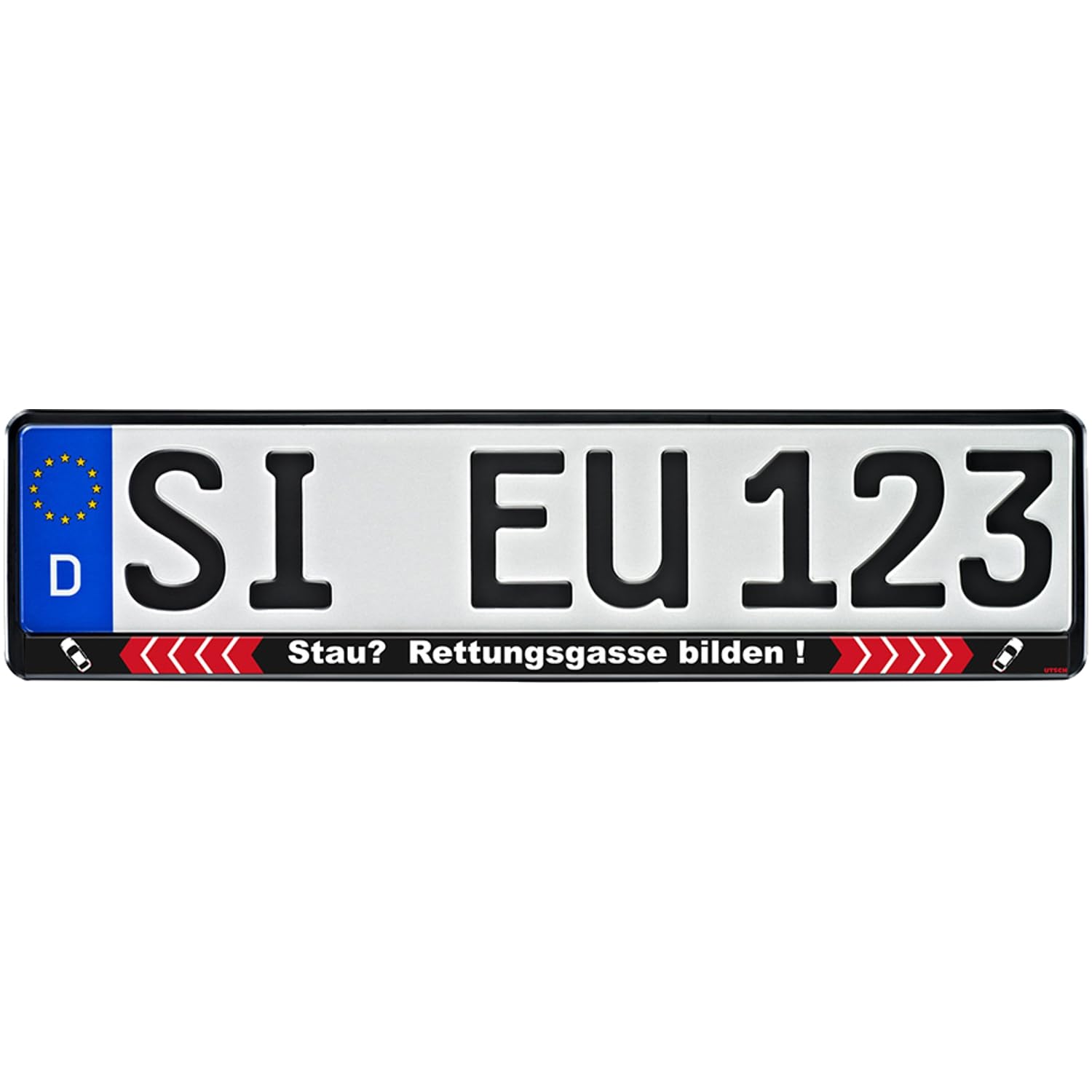 1 Paar Kennzeichenhalter schwarz mit Motiv Spruch Bedruckt Kennzeichenhalterung Kennzeichenrahmen (Rettungsgasse) von Nashville print factory