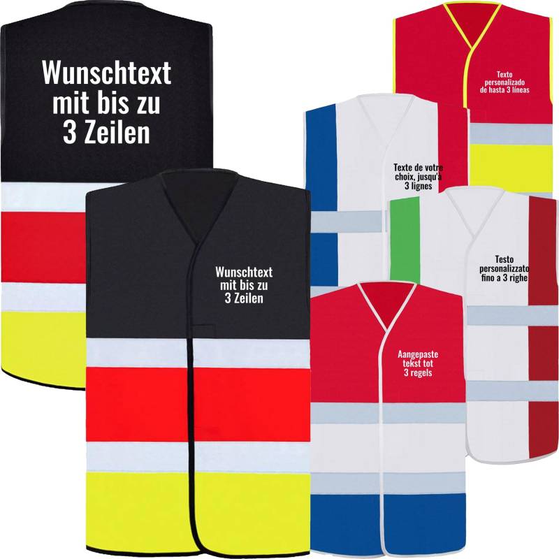 Nashville print factory Warnweste in Flaggenform Nationalfarben mit Wunschtext Bedruckt National Safety Vest (L/XL) von Nashville print factory