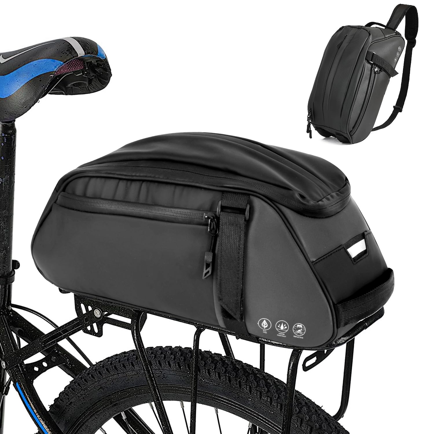 Nasjac Fahrrad Gepäckträgertasche - 8L & wasserdichte reflektierende Fahrradtaschen für Gepäckträger Outdoor Gepäcktasche, multifunktionale Fahrradgepäckträgertasche hinten für Radfahren von Nasjac