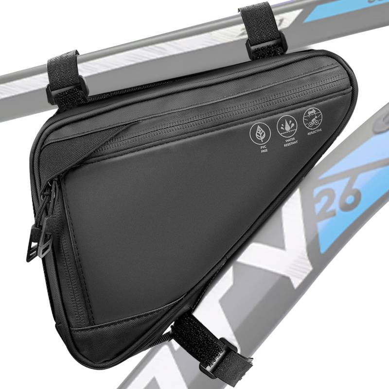 Nasjac Rahmentasche Fahrrad - wasserdichte reflektierende Fahrraddreieck Rahmentasche, Fahrradtasche Werkzeugtasche mit große Kapazität & Verstellbarer Montageposition für Mountainbike Rennrad E-Bike von Nasjac