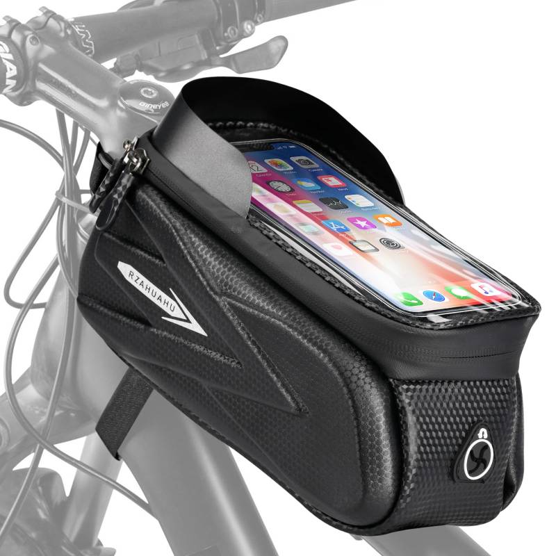 NathrBTV Fahrradtasche Rahmen wasserdichte Fahrrad Rahmentasche mit Sonnenblende Fahrradtasche Rahmen Vaude mit TPU Touchscreen für Smartphones 7.2 Zoll für Mountainbikes Rennräder E-Bike von NathrBTV