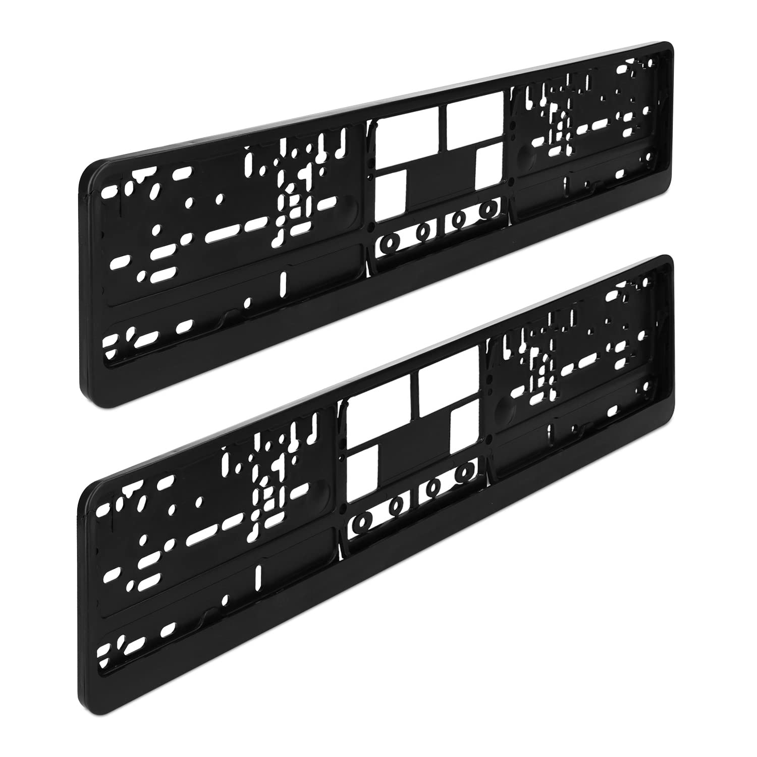 Navaris 2X KFZ Kennzeichenhalter - für europäische Standard Kennzeichen 52 x 11cm - Auto Nummernschild Halterung Set - Autokennzeichen Halter in Schwarz von Navaris