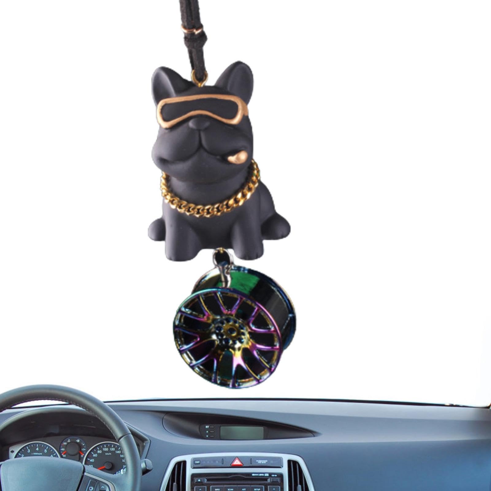 Nbbwwu Rückspiegel Swinging Bulldog | Chic Auto Anhänger Harz - Auto Rückspiegel Auto Dekoration Hund Auto Innenraum Zubehör Ornament von Nbbwwu