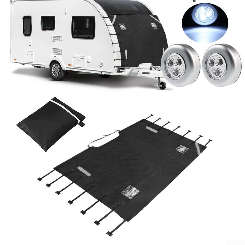 NbgrvB Wohnmobil-Frontabdeckung, Wohnmobil-Frontschutzabdeckung, 220 x 175 cm, Wohnmobil-Abschleppschutz mit LED-Lichtern, reflektierenden Streifen, Staub, Schnee, Regen, Sonnenschutz von NbgrvB