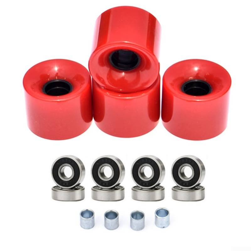 Pro Skateboard-Rollen-Set, 60 x 45 mm, Härte 78 A, mit ABEC-9-Kugellagern für Street Skating für Cruiser Regular Skateboards, PU-Material (rot) von NbgrvB