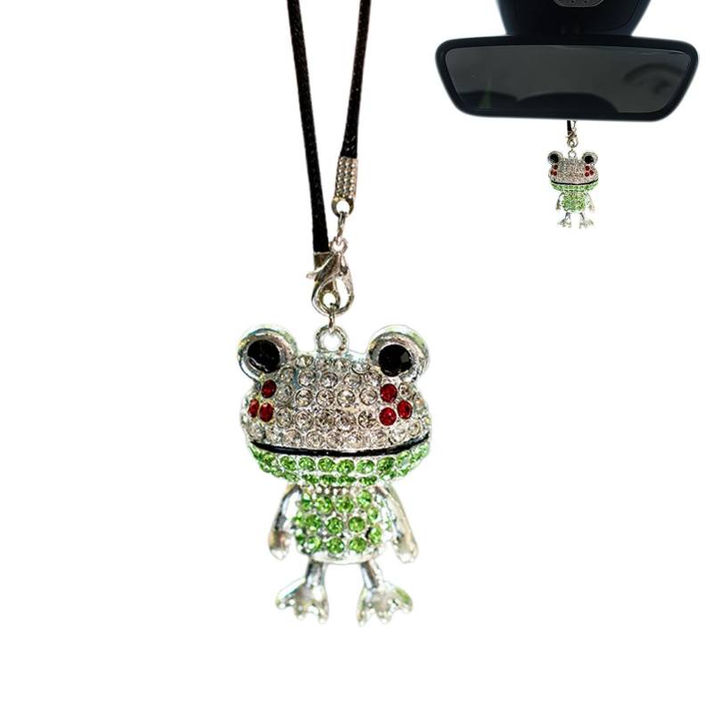 Frosch-Auto-Ornament, Frosch-Auto-Armaturenbrett- - Froschornamente mit Strass - Autodekoration, lustige Automobil-Innendekoration, exquisiter Strassstein für Rucksack-Autoanhänger von Nbhuiakl