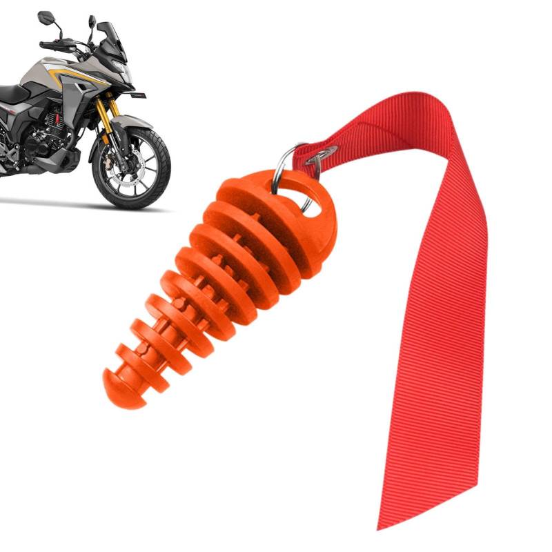 Motorrad-Auspuffstopfen – Gummi-Auspuff-Schalldämpfer, Auspuff-Waschstopfen mit Luftschlangen und Schlüsselanhänger, vor dem Start des Motors entfernen von Nbhuiakl