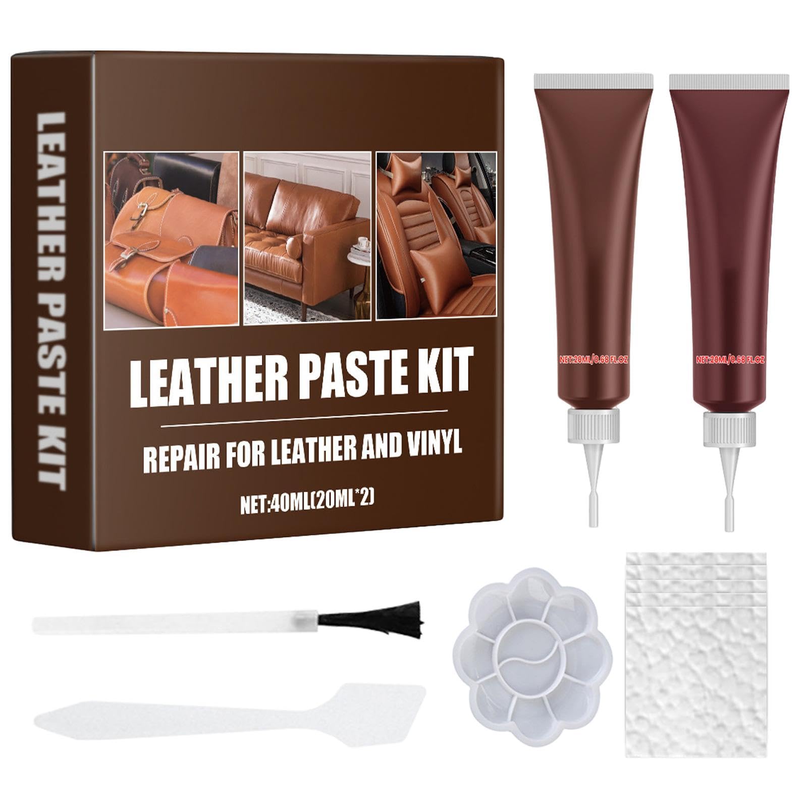 Nbhuiakl Auto-Leder-Reparaturset -Leder-Autositz-Reparaturset - Autositz-Reparatur-Leder-Restaurator -Couch-Farbauffrischer-Ledercreme, Auto-Innenreparaturset, Nachfärbebalsam für Möbel, Sofa von Nbhuiakl