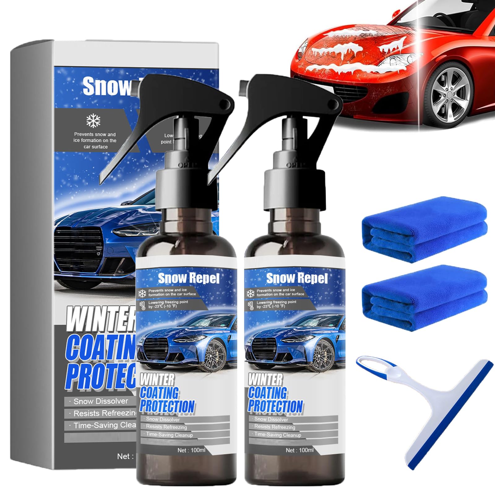 Schneeschmelzbeschichtungsspray Für Autowindschutzscheiben, Enteisungsspray Für Autowindschutzscheiben, Enteisungsmittel Für Autowindschutzscheiben, Salzentfernung Für Auto (2 Stück) von Nbzsmlkn