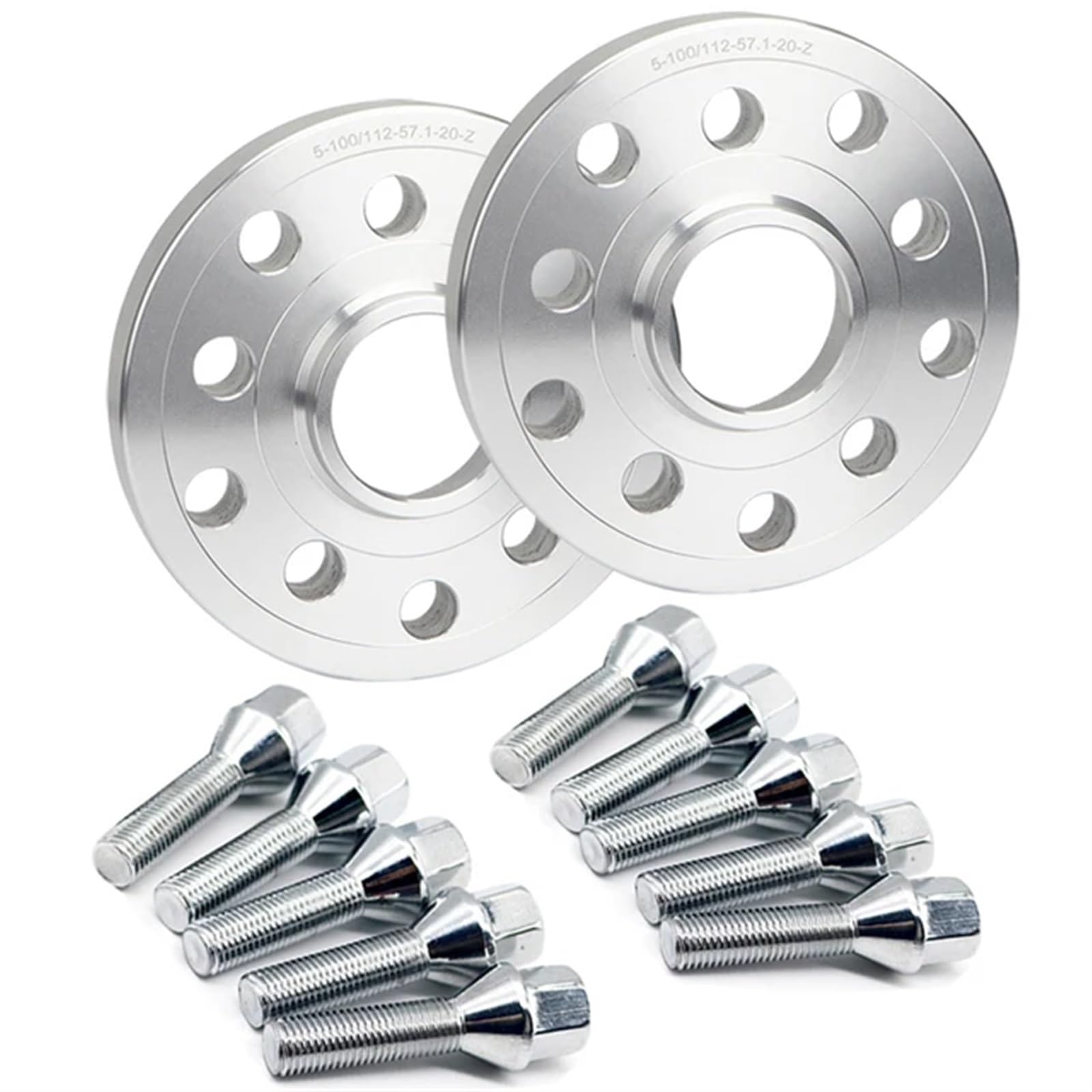 Lochkreisadapter Wheel Spacer Für Audi 5*112/5*100 Geschmiedete Aluminium Distanzscheiben Reifen Hub Distanzscheiben STUD + M14 * 1,5 Radmutter 2PCS 15mm Auto Rad Spacer Wheel Spacers Power(Silver 40m von Neini