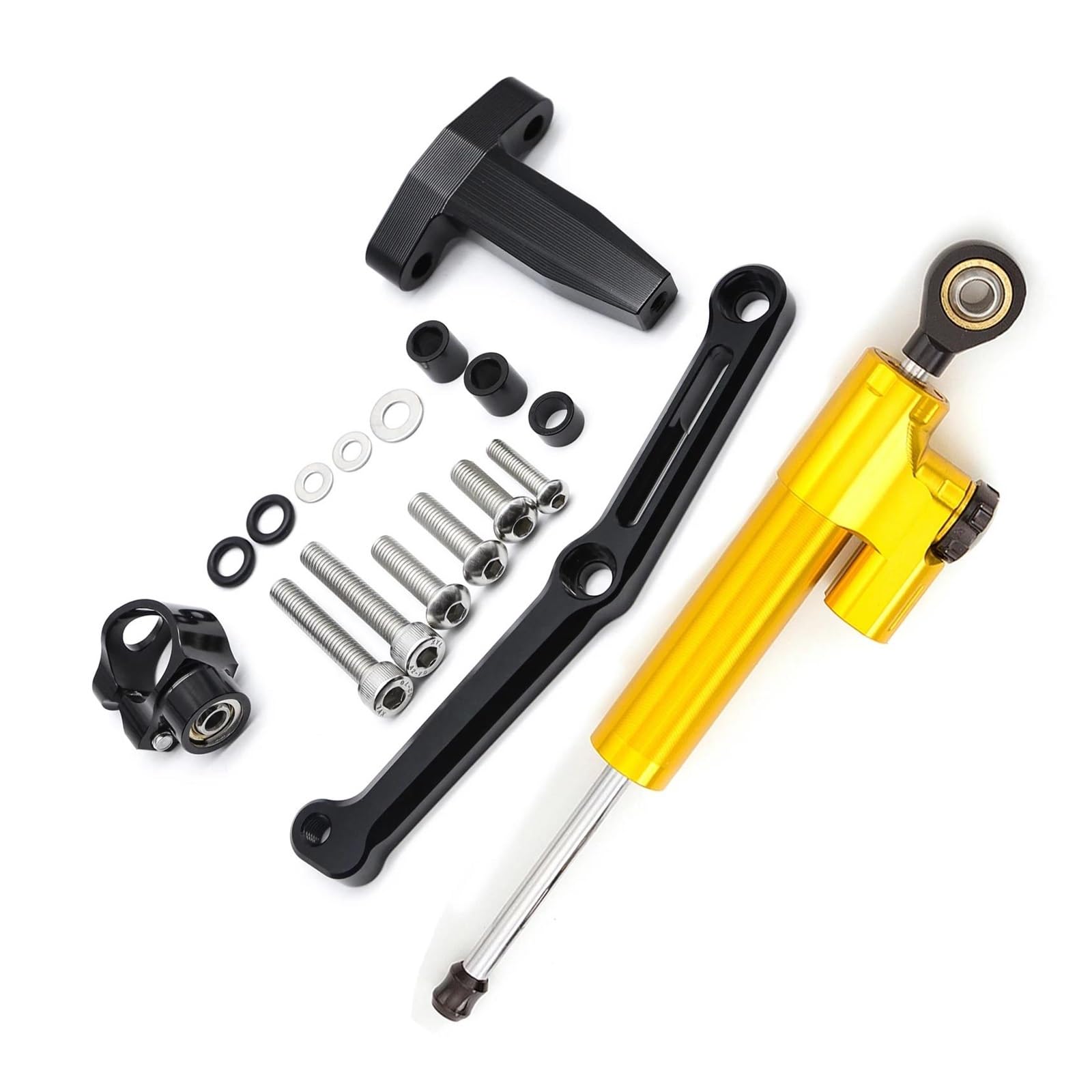 Motorräder Aluminium Dämpfer Aluminium Lenkung Dämpfer Stabilisator Halterung Montage Unterstützung Kit Halter Für 752S 2019-2023 Dämpfer Lenkungsstabilisator(Gold Set) von Neini