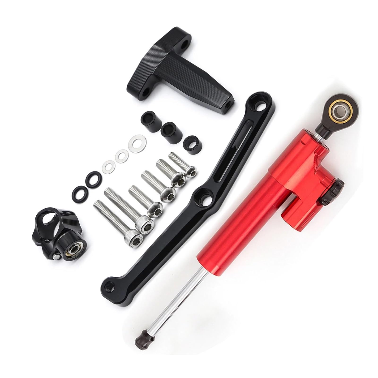 Motorräder Aluminium Dämpfer Aluminium Lenkung Dämpfer Stabilisator Halterung Montage Unterstützung Kit Halter Für 752S 2019-2023 Dämpfer Lenkungsstabilisator(Red Set) von Neini