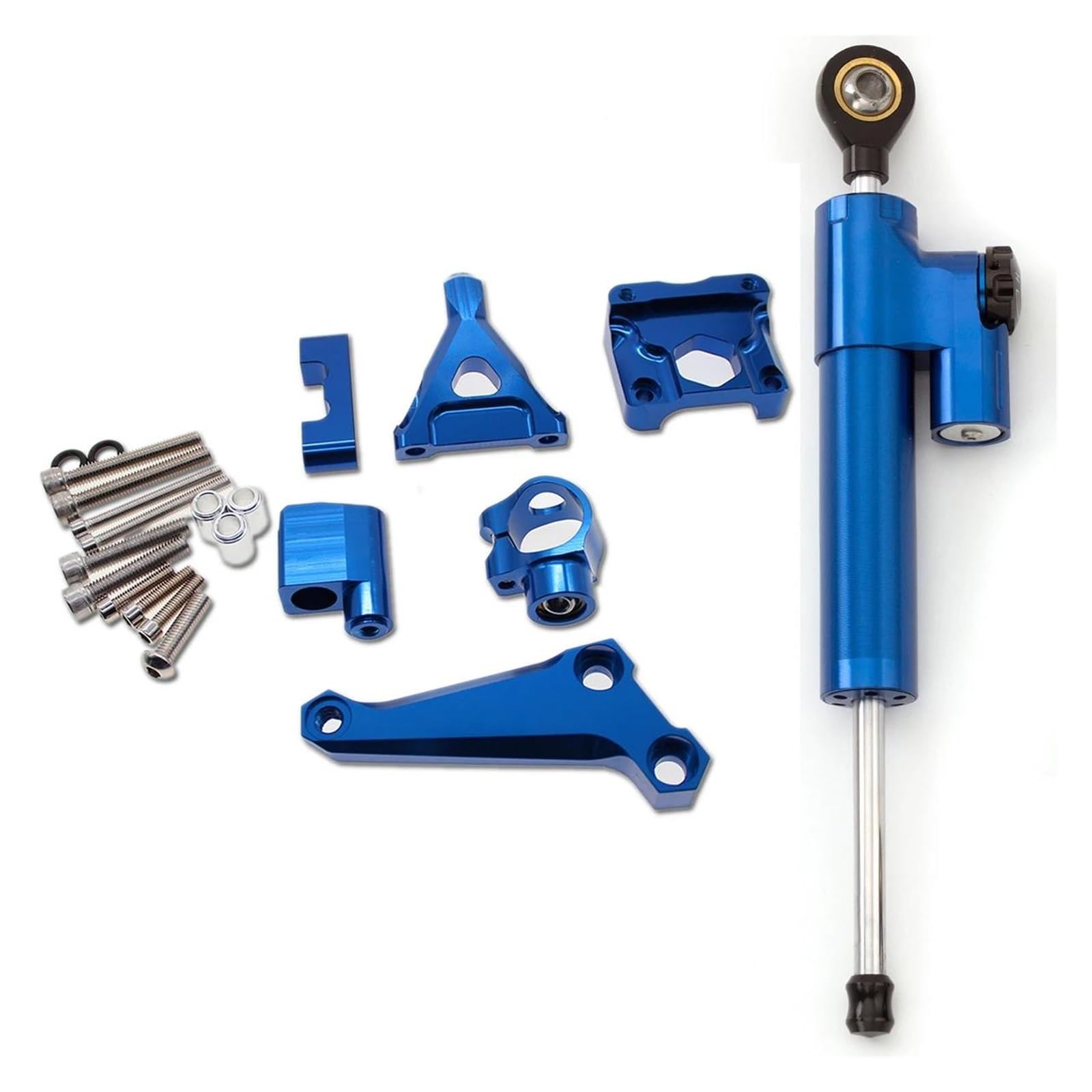 Motorräder Aluminium Dämpfer Aluminium Motorrad Dämpfer Lenkung Stabilisieren Halterung Montage Kit Für Kawasaki Für Z300 Z250 2015-2016 Dämpfer Lenkungsstabilisator(Blue) von Neini