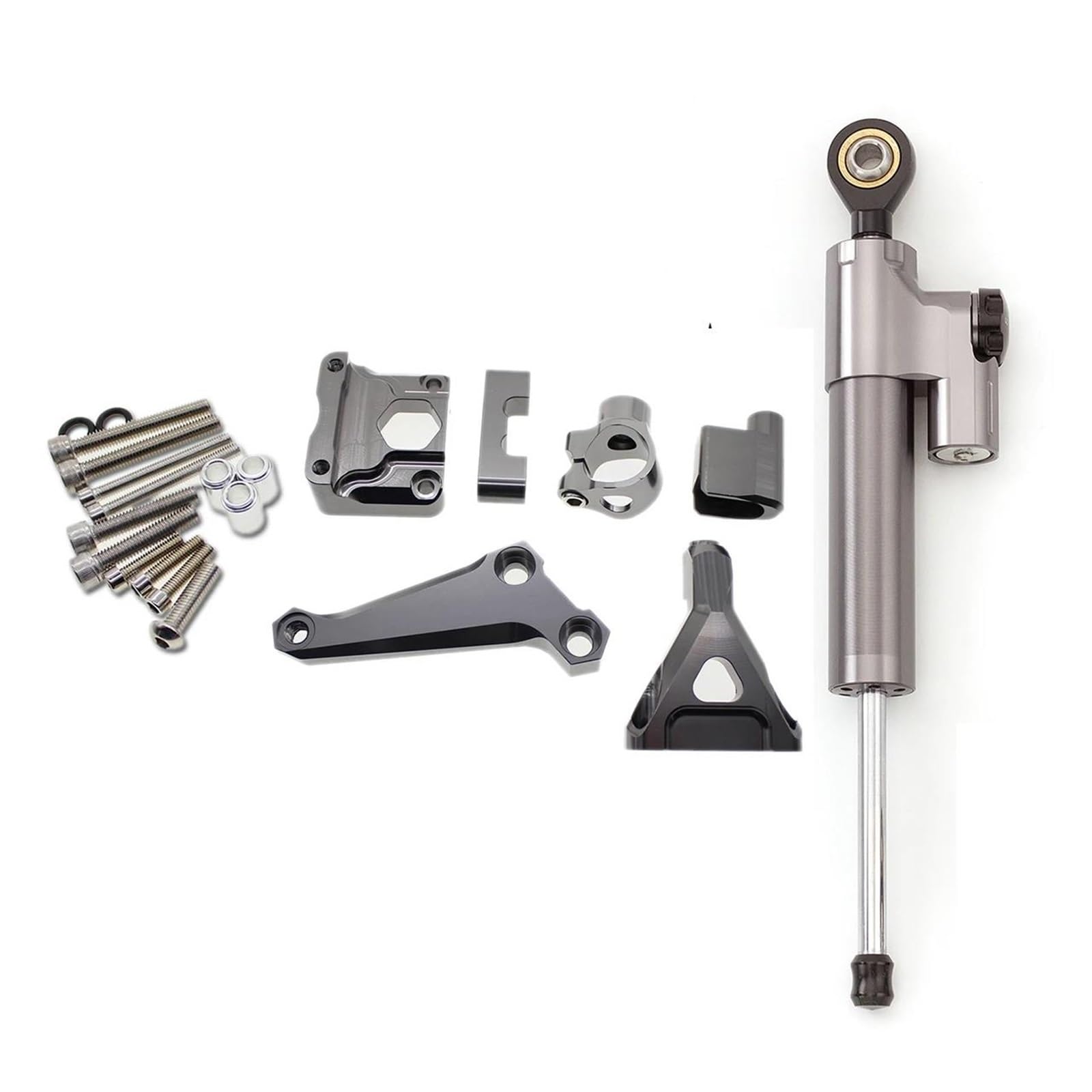 Motorräder Aluminium Dämpfer Aluminium Motorrad Dämpfer Lenkung Stabilisieren Halterung Montage Kit Für Kawasaki Für Z300 Z250 2015-2016 Dämpfer Lenkungsstabilisator(Gray) von Neini