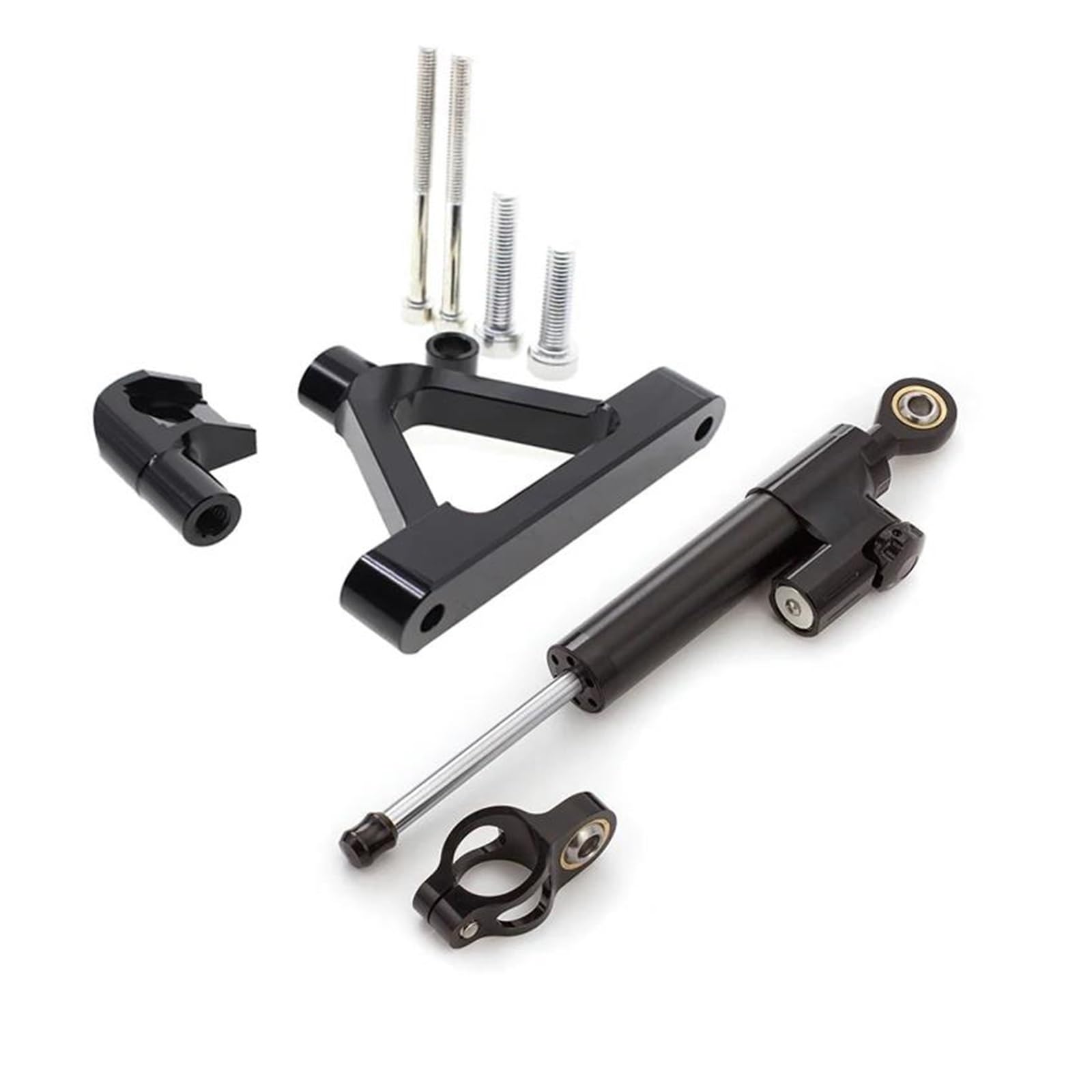 Motorräder Aluminium Dämpfer Motorräder Lenkung Stabilisieren Dämpfer Halterung Montieren Montage Unterstützung Halter Kit Set Für Kawasaki Für ZX10R 2004-2005 Dämpfer Lenkungsstabilisator(Black Set) von Neini