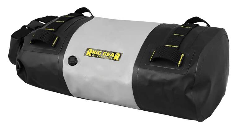 Nelson-Rigg Hurricane Wasserdichter Trockenrollbeutel, 10 l, Rolltop, inkl. Gurte zur Befestigung am Fahrzeug, Luftauslassventil, Schwarz/Grau von Nelson-Rigg