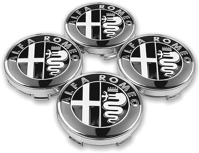 Nabendeckel 4 STÜCKE 60mm für Alfa Romeo Giulietta Spider GT Giulia Mito 147/156/159/166 Stelvio Car Rad Center Hub Cap Auto Styling Felgen Abdeckung Badge Emblem Aufkleber Radnabenkappen,A von Nemeae