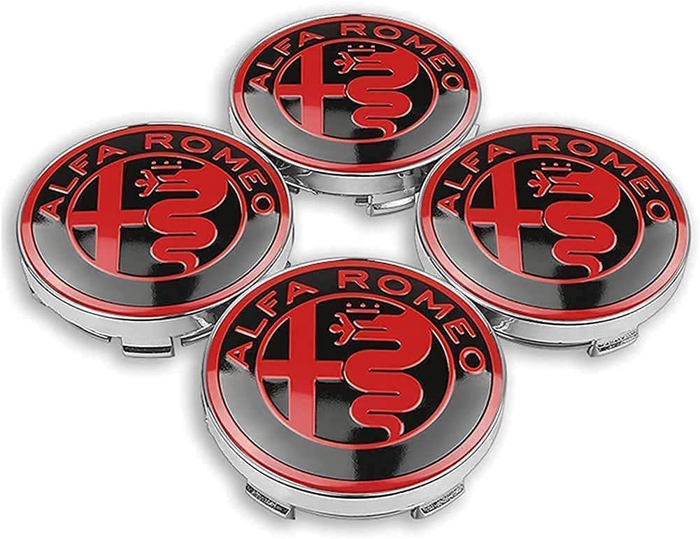 Nabendeckel 4 STÜCKE 60mm für Alfa Romeo Giulietta Spider GT Giulia Mito 147/156/159/166 Stelvio Car Rad Center Hub Cap Auto Styling Felgen Abdeckung Badge Emblem Aufkleber Radnabenkappen,B von Nemeae