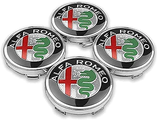 Nabendeckel 4 STÜCKE 60mm für Alfa Romeo Giulietta Spider GT Giulia Mito 147/156/159/166 Stelvio Car Rad Center Hub Cap Auto Styling Felgen Abdeckung Badge Emblem Aufkleber Radnabenkappen,C von Nemeae