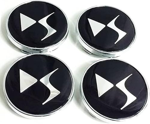 Nabendeckel 4 STÜCKE 60mm für Citroen VTS Saxo Elysee DS3 DS6 DS7 C3 C4 C5 Car Rad Center Hub Cap Auto Styling Felgen Abdeckung Badge Emblem Aufkleber Radnabenkappen,Black von Nemeae